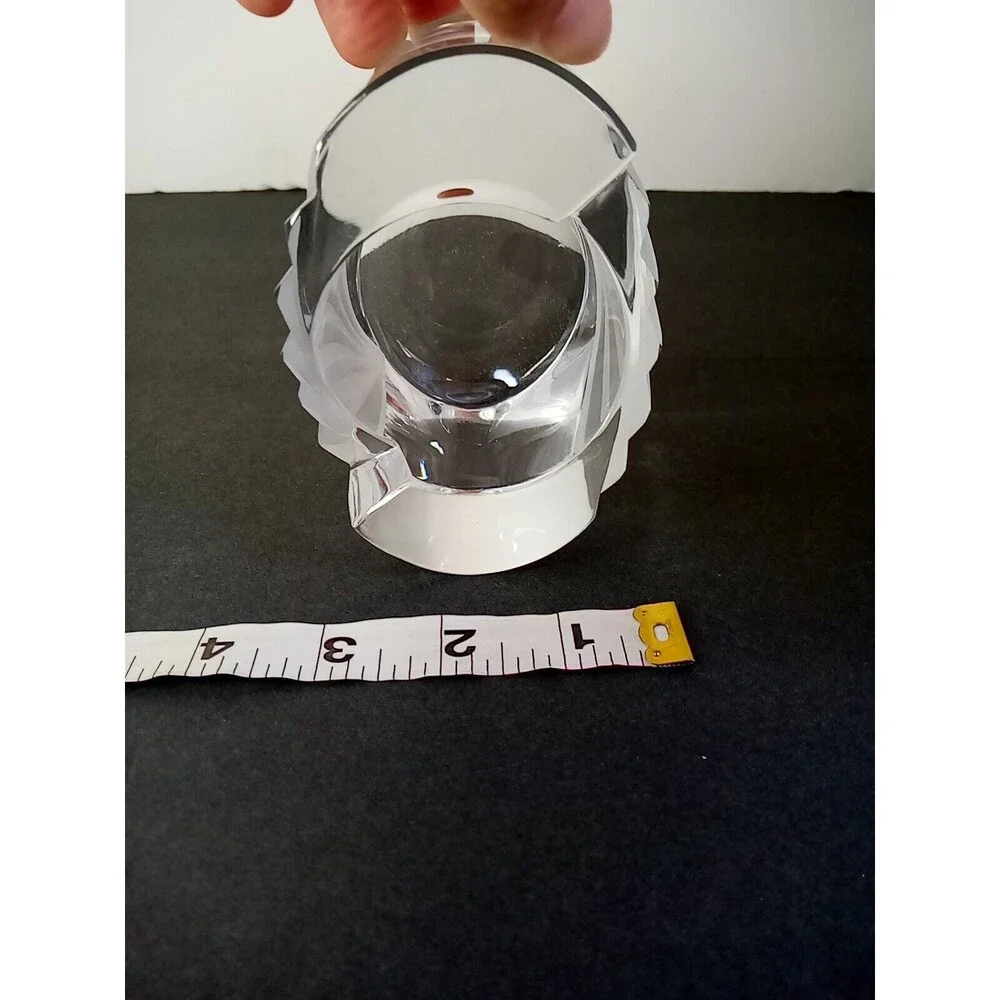 Mikasa ArtDeco “Curtain Call”Frosted Stripe Glass  Oval‎ Candleholder 2 1/4
